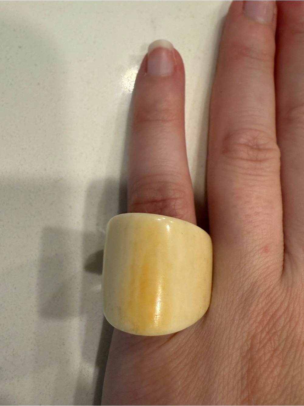 Chunky Yellow Cream Statement Ring - Size 5.75
